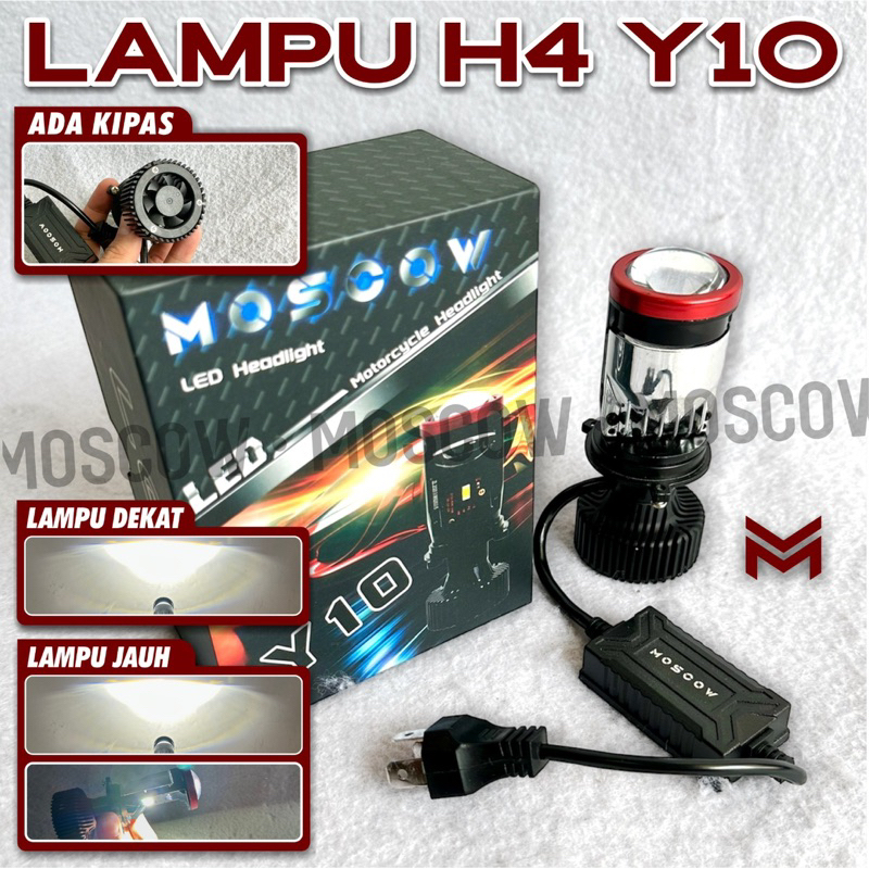 LAMPU Y10 Y7 ORIGINAL SUPER BRIGHT WHITE WHITE LED MOBIL MOTOR H4 MINI PROJECTOR PROJIE LAMPU H4 LED