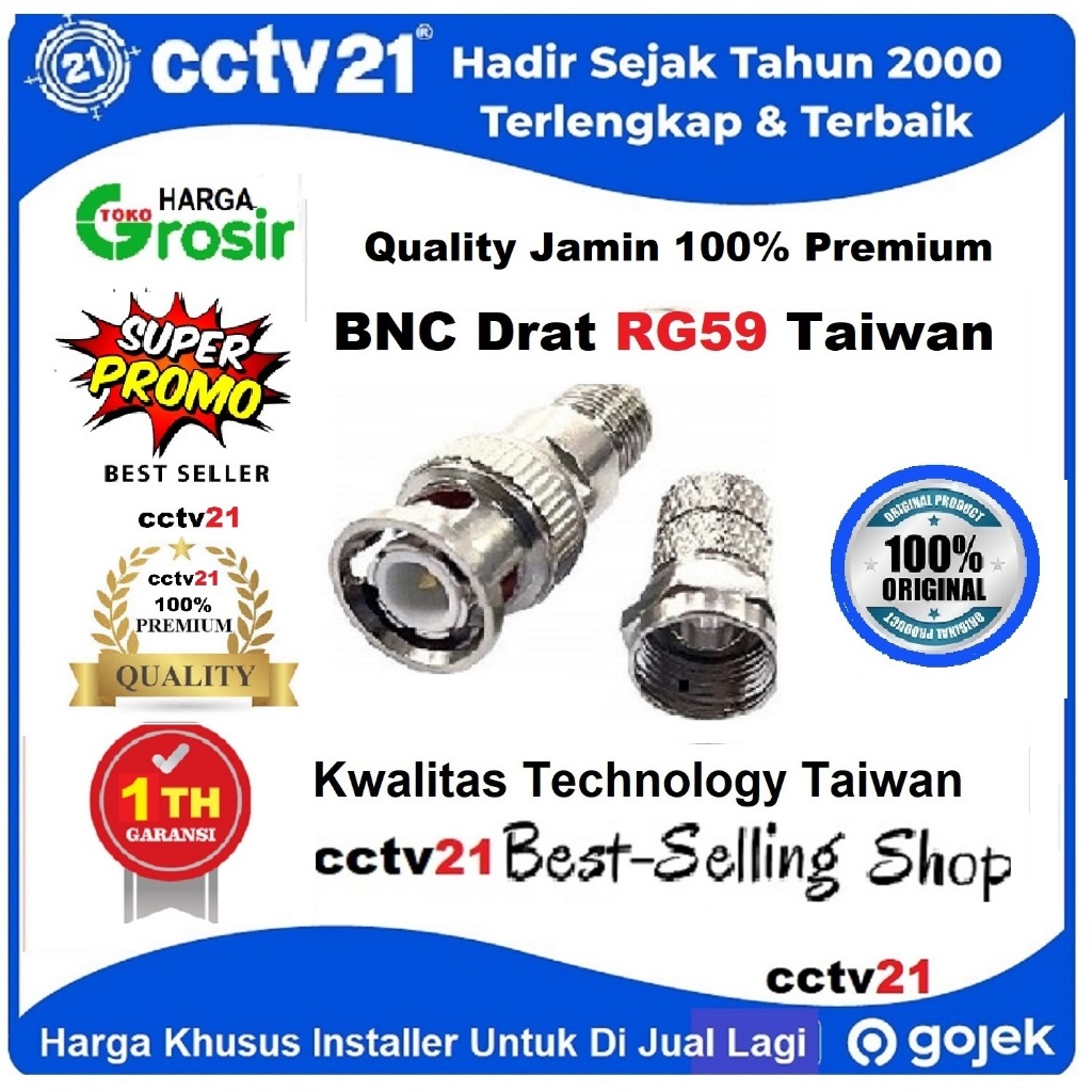 KONECTOR -CONNECTOR - JACK BNC DRAT TAIWAN RG-59-BISA RG6 Harga Khusus Reseller / installer cctv21