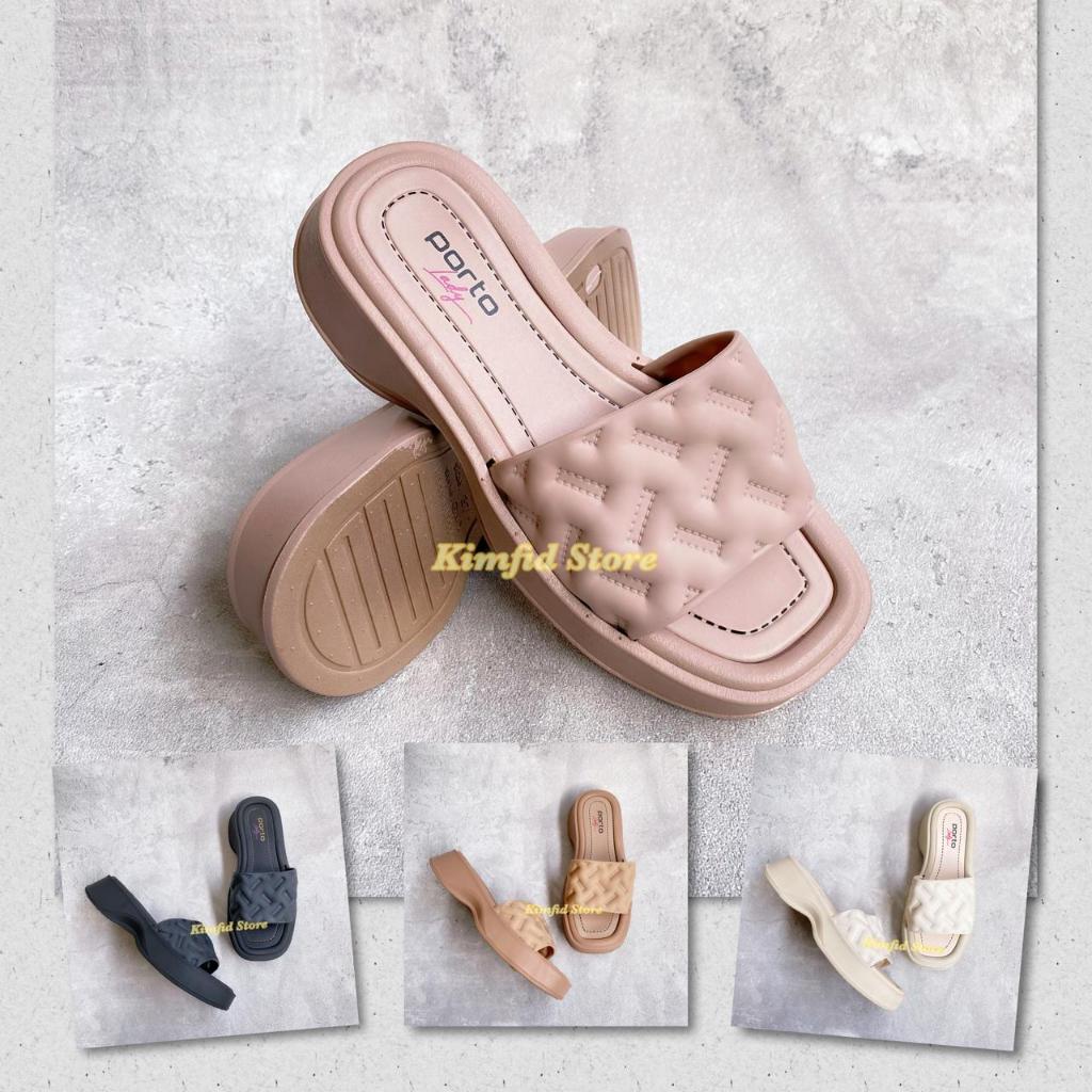 Sandal sip on ber hak karet wanita porto lady GMX wedges