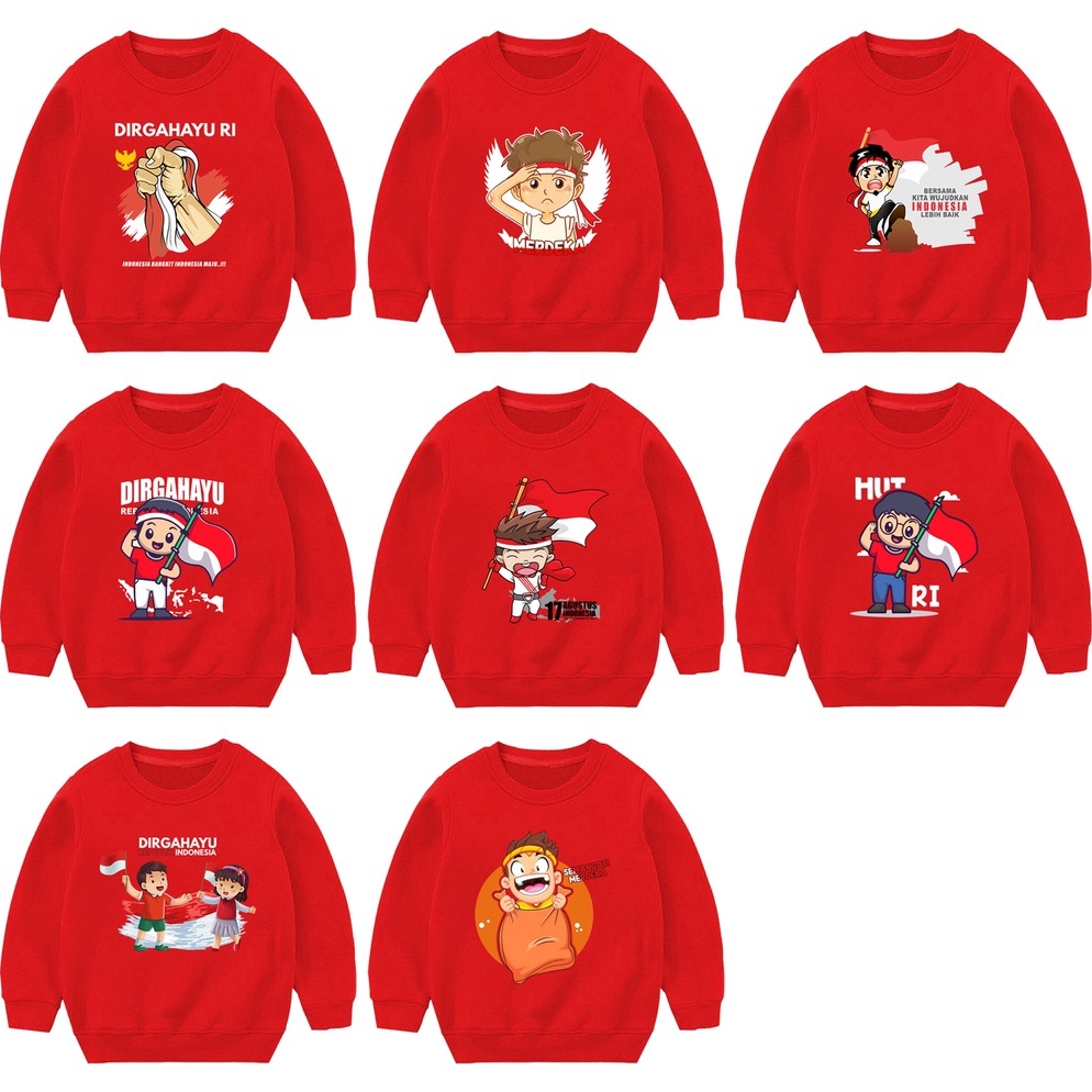 Harga Murah Sweater Crewneck Anak  Dewasa Couple Kemerdekaan Indonesia Sweater Agustusan Indonesia M