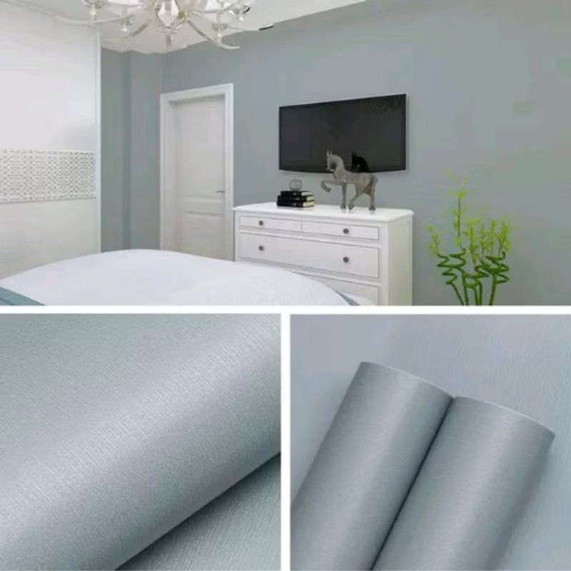 Wallpaper Sticker Dinding Polos ABU MUDA