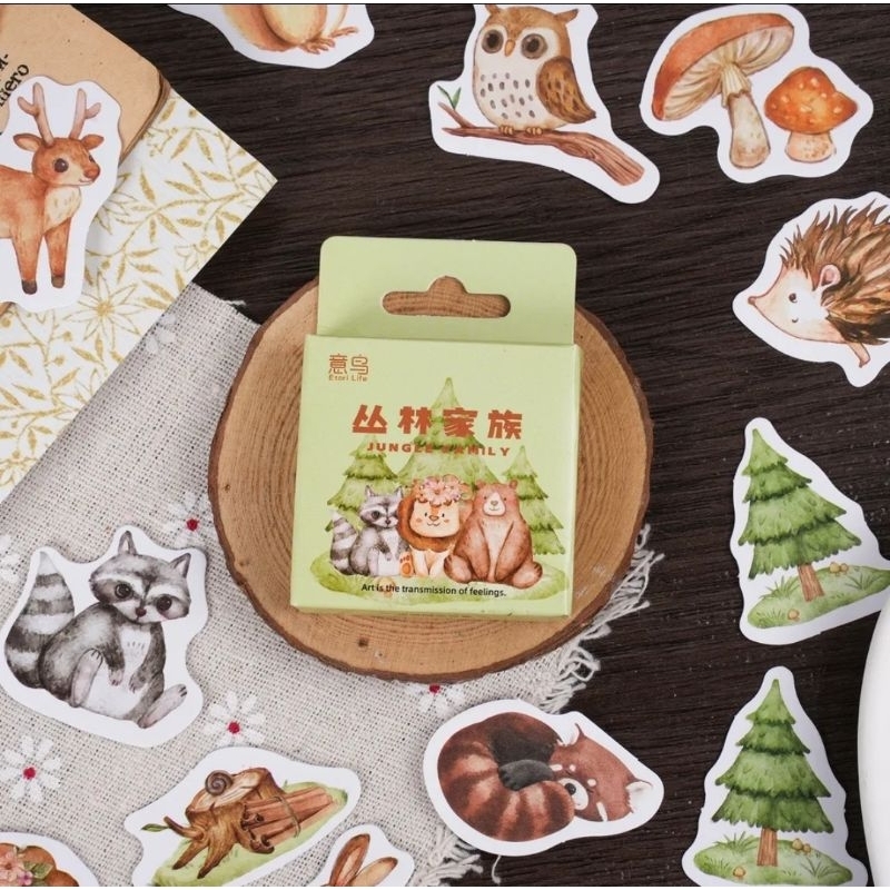 

HI520 Stiker 46pcs Hewan Rimba Hutan Lucu DIY Scrapbooking