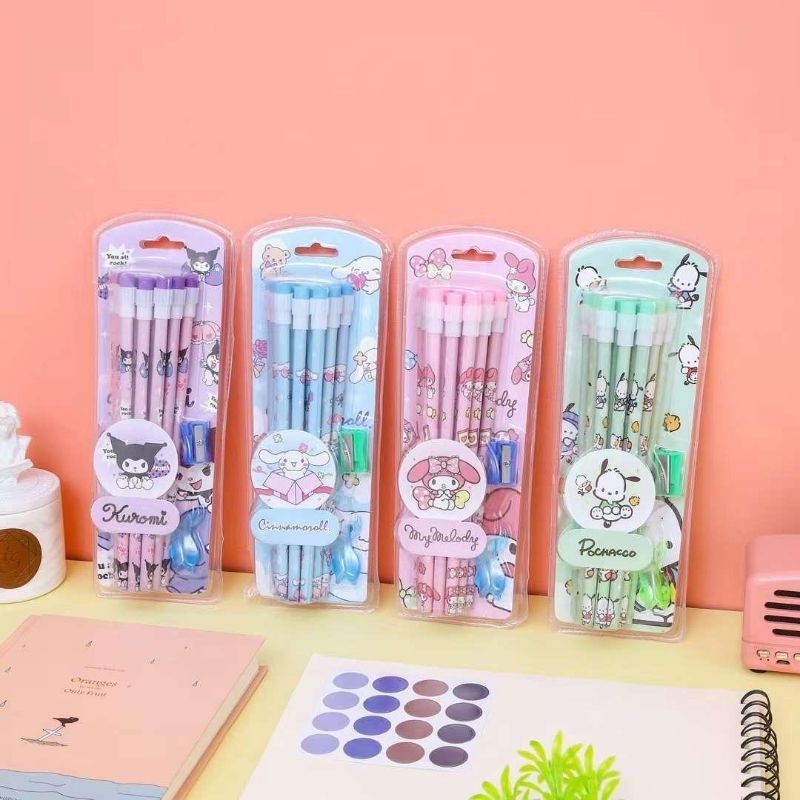 

Sanrio Pensil Set 12 Pcs Free Rautan - 3662 Kuromi Cinnamoroll