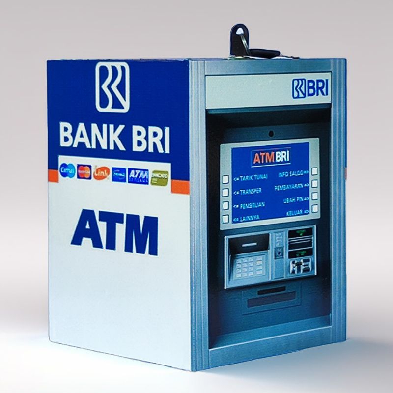 Hiasan miniatur Celengan ATM pajangan ruang tamu ATM dekorasi kamar kado kunci uang koin uang kertas