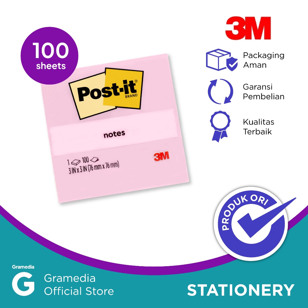 

3M - Post It Sticky Note 654 Warna Millenial Pink