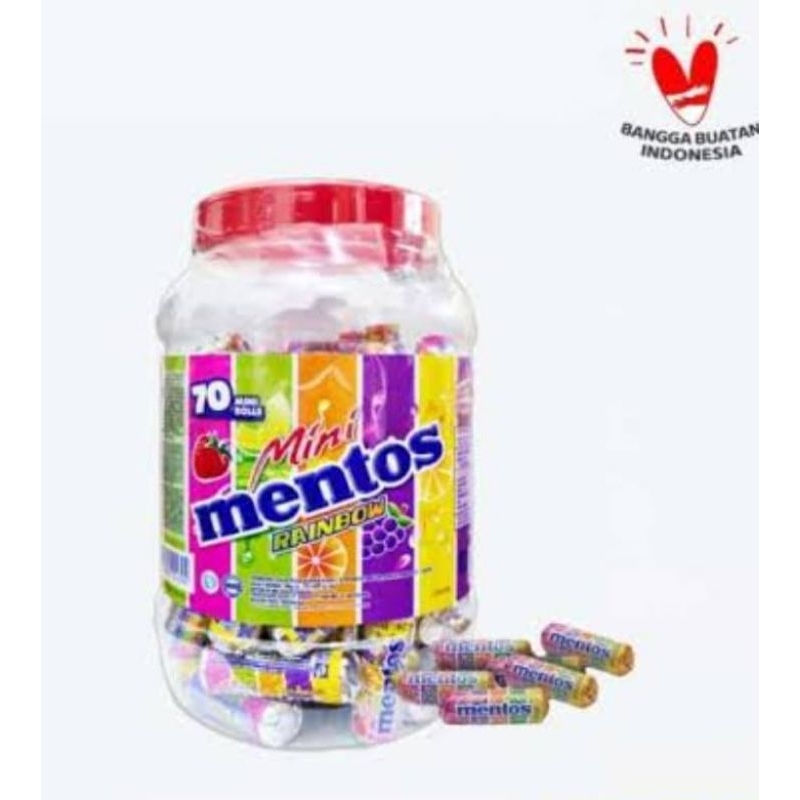 mentos mini roll rainbow jar