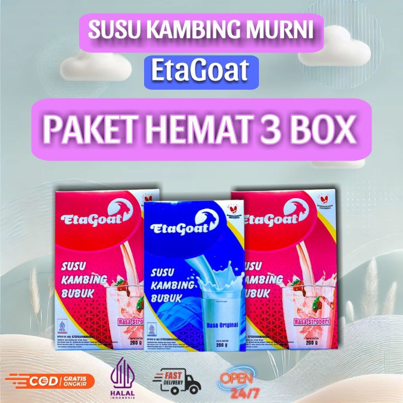 

EtaGoat Susu Kambing Bubuk Etawa - Tinggi Kalsium, Atasi Nyeri Sendi, Cegah Asam Lambung & Sehatkan Pencernaan