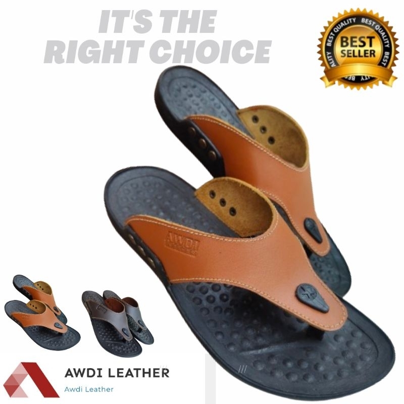 Sandal kulit Pria Tahan Air  Original Keren Produk Terbaik, 100% Kulit Asli