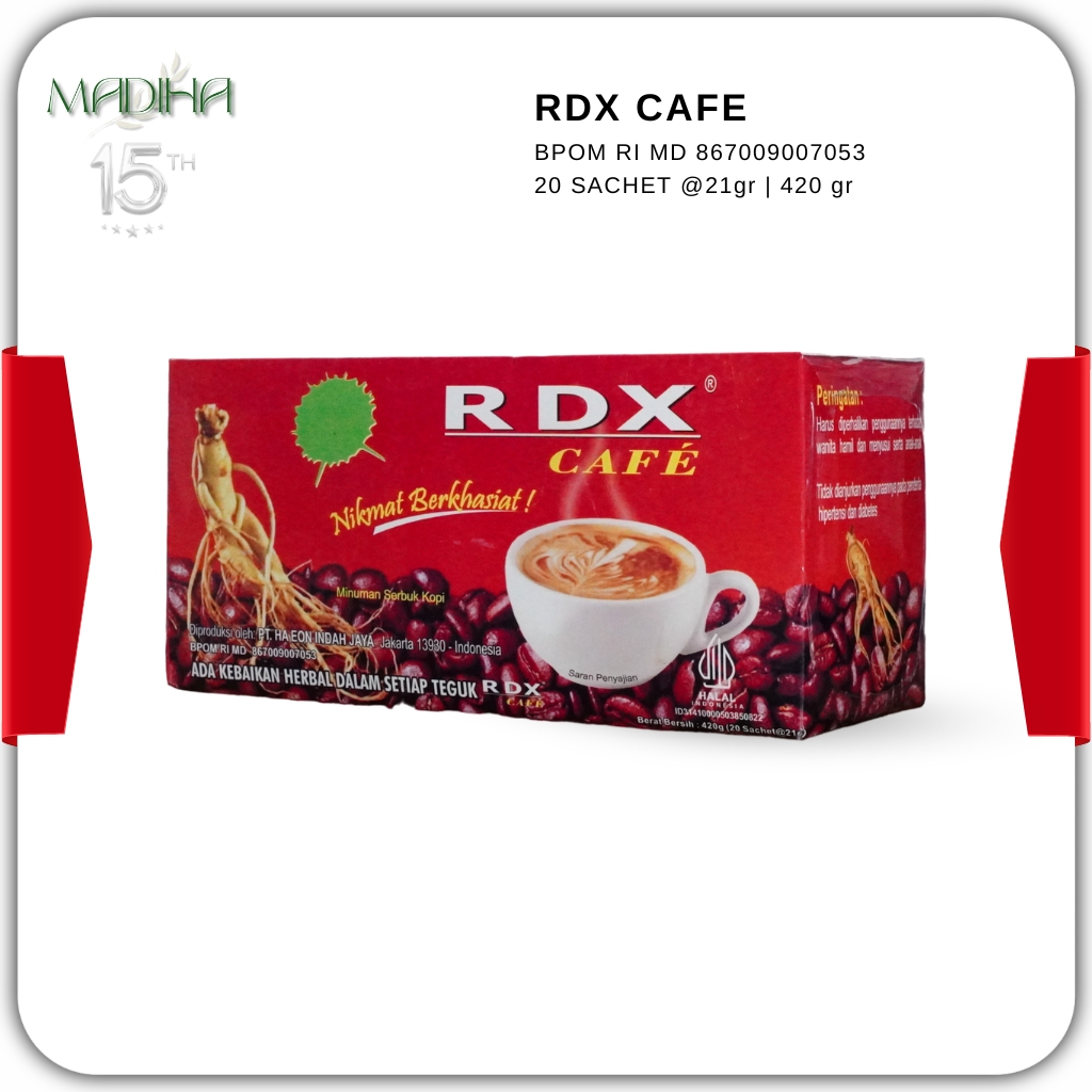 RDX CAFE Minuman Serbuk Kopi Nikmat Berkhasiat BPOM Isi 20 Sachet 420 Gram