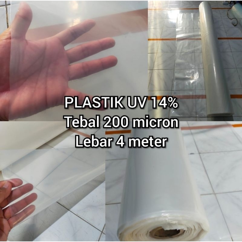 PLASTIK UV LEBAR 4 M TEBAL 200 MICRON 14% UV PROTECTION ATAP GREENHOUSE KOLAM IKAN