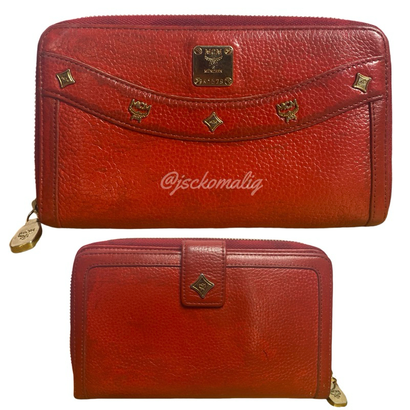 MCM Caviar Leather Red Wallet Authentic Original