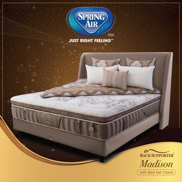 Kasur Springbed100-200x200 Spring Air Madison – 7-Zone Pocket Spring, ShapeLatex, Tebal ±36 cm (Set/