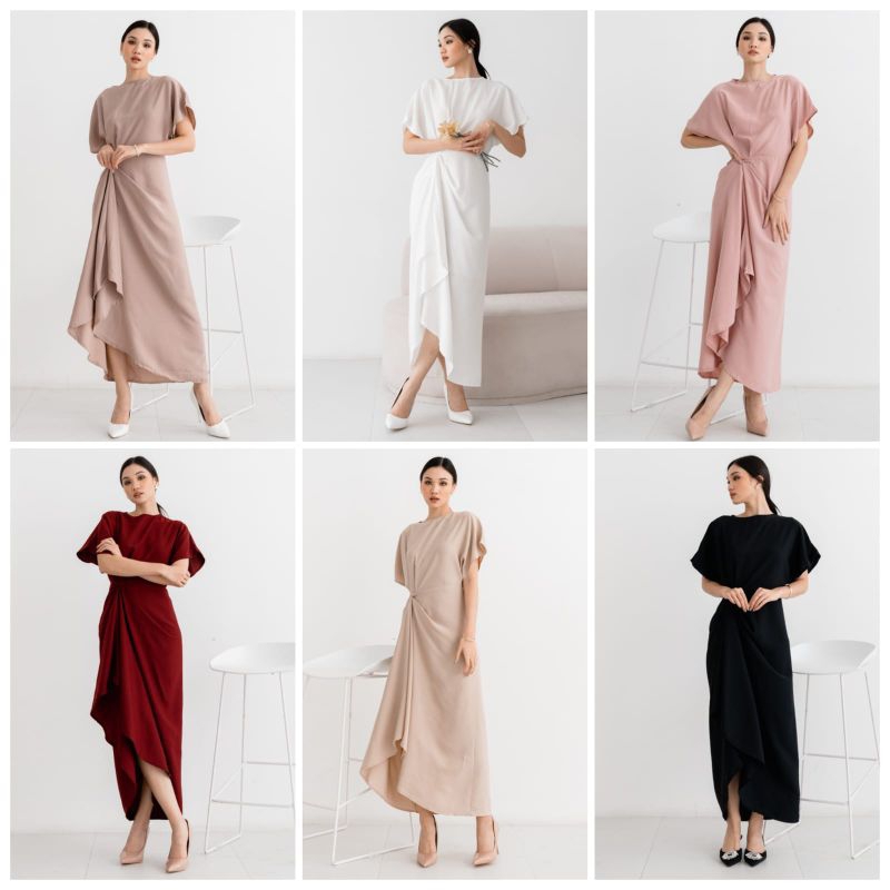 Raisa Maxi Dress Wanita Pesta Party Kondangan Lengan Pendek