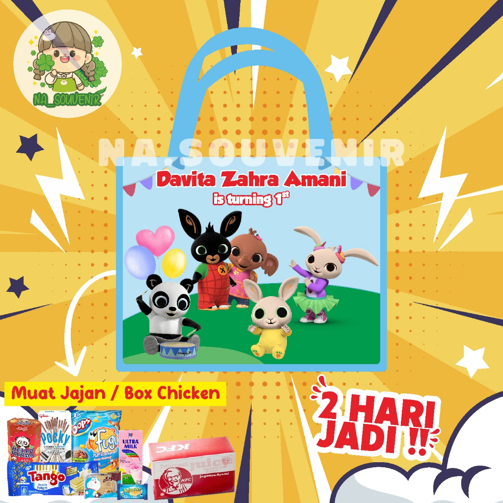 

Tas Ultah Terlaris/Goodie bag ultah/Tas ulang tahun/Tas Ultah tema BING BUNNY