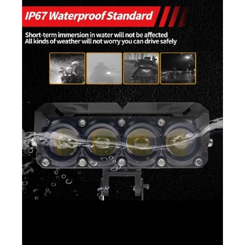 LAMPU TEMBAK LED 3 MATA 4 MATA TERANG PUTIH KUNING