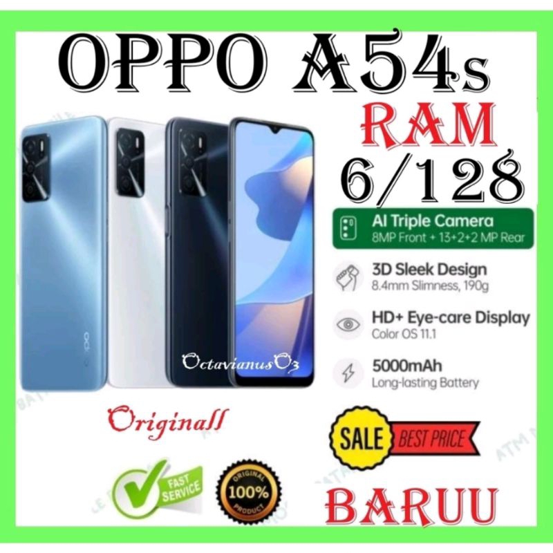 hp Oppo A54s ORi RAM 6/128GB [50MP Triple Camera-6,52inci"IPS LCD+5000mAh] FULSET GARANSI 1TAHUN