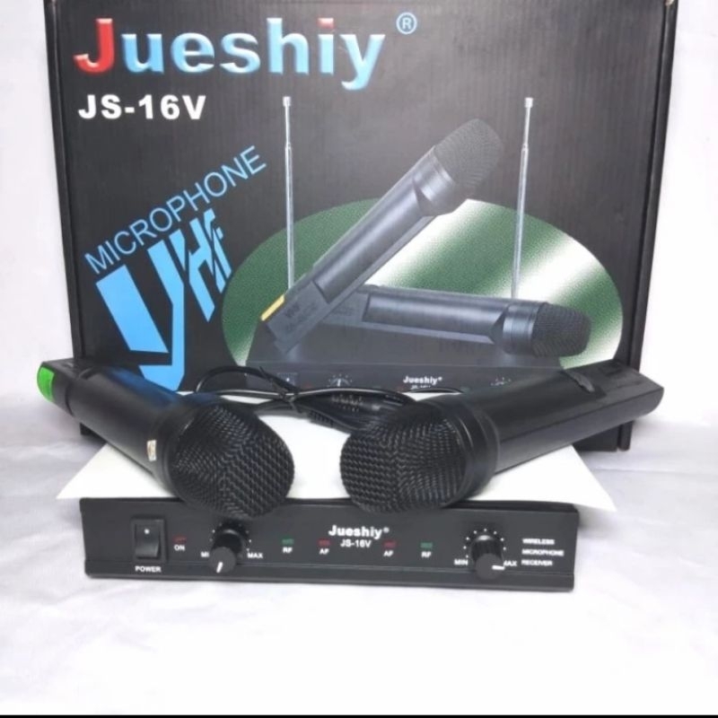 Mic Microphone Wireless Jueshiy JS-16V 2 Mic Pegang pegangan VHF