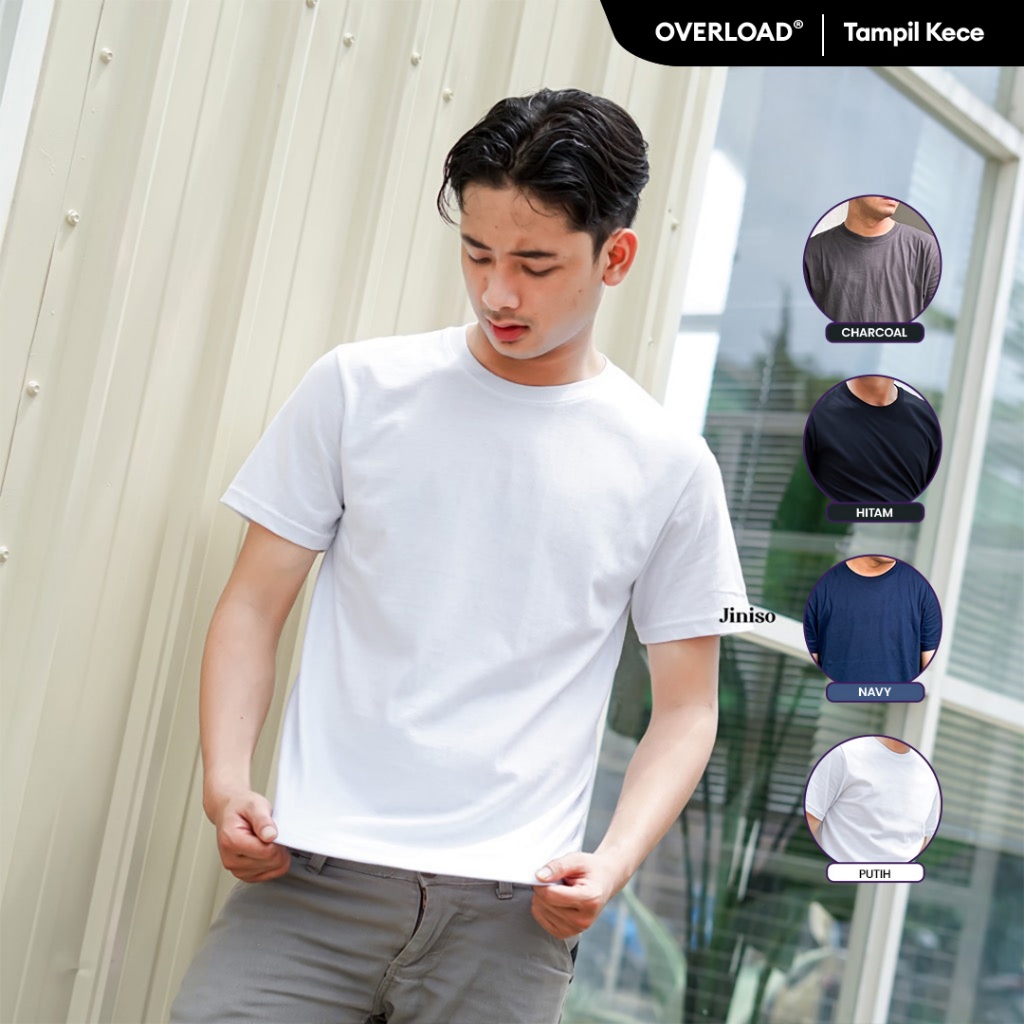 JINISO - Denim Kaos Pria Everyday Basic Polos T-Shirt