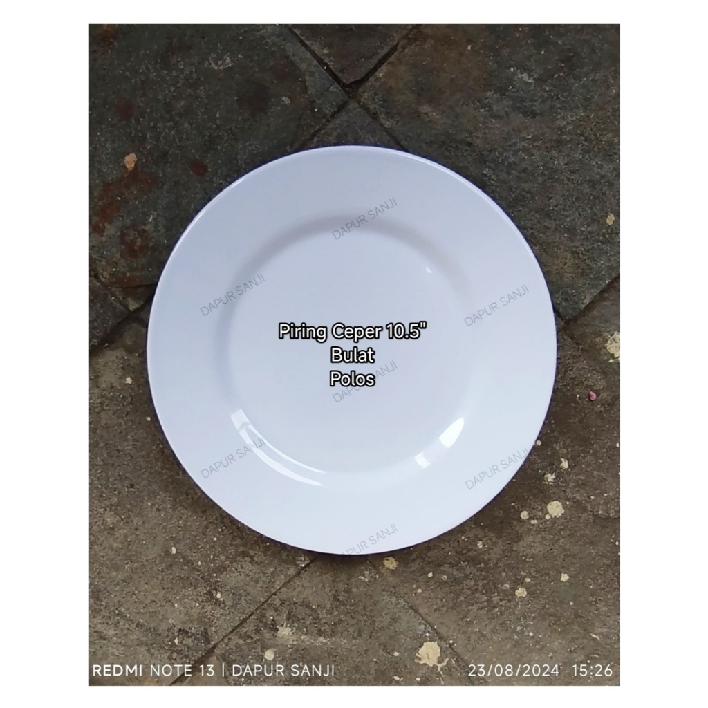 SINGA SINGI PIRING MAKAN BULAT PUTIH MELAMIN 10.5" P-5201S / MOTIF POLOS DATAR BESAR / SNI / 6 PC