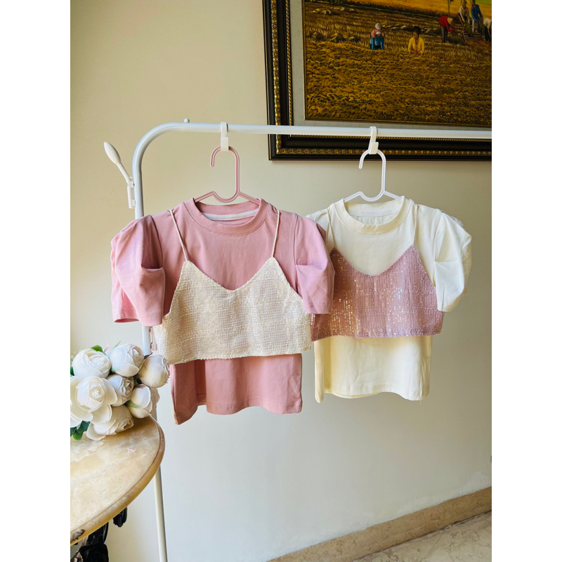 kejora gwen tshirt baju anak perempuan atasan cewe pink putih korea style
