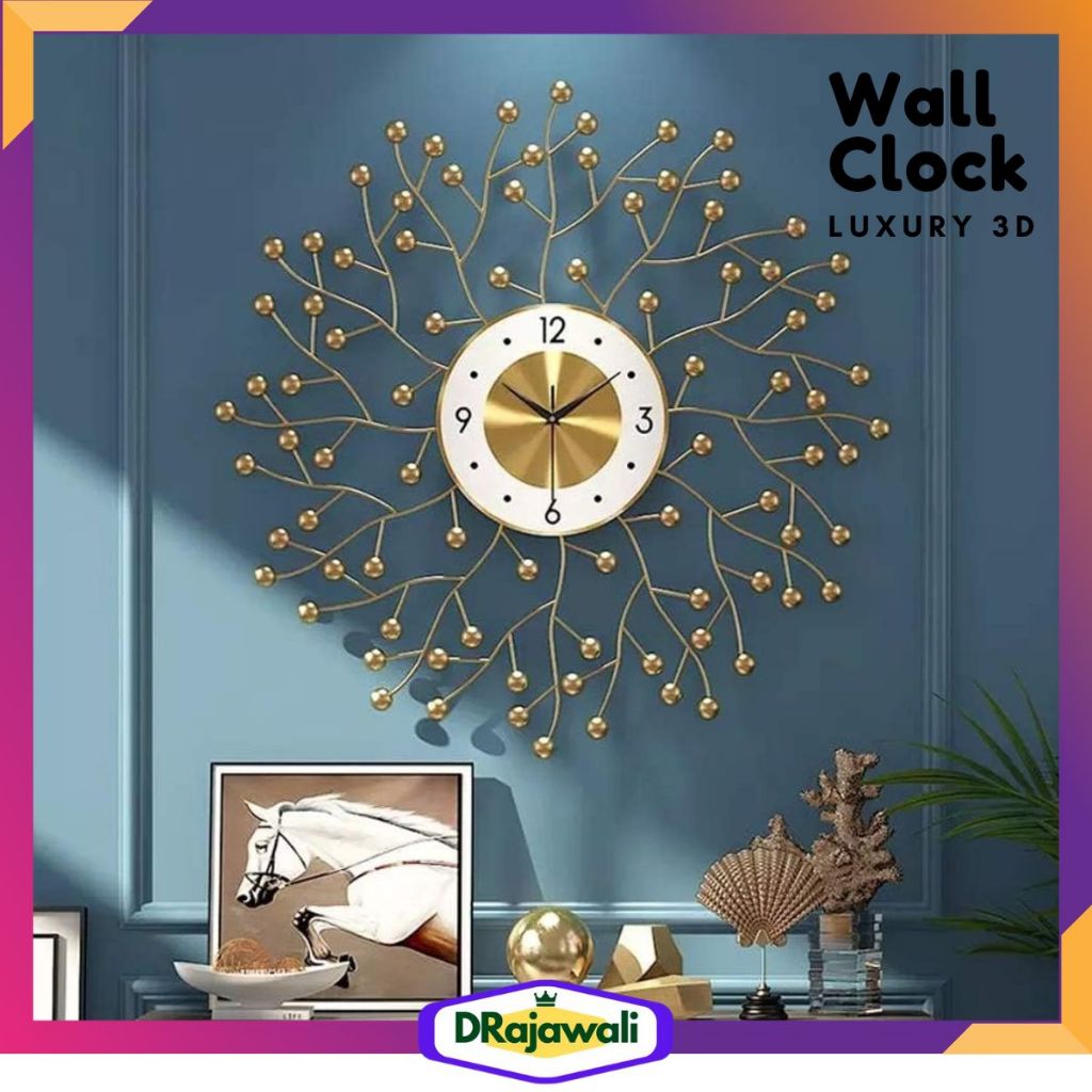 Jam Dinding Elegan Mewah European Style Iron Silent Movement Besar 60cm