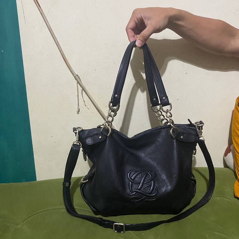 Preloved tote LQ Louis Quatorze kulit asli lengkap talpan Luis Quartorze