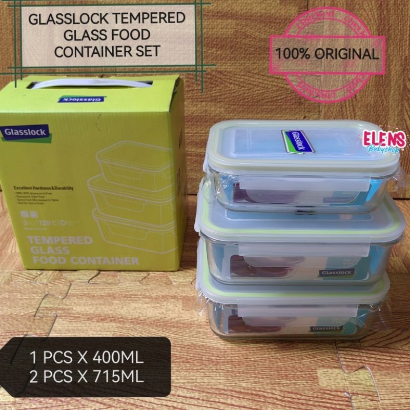 Glasslock tempered glass food container kotak sayur wadah set