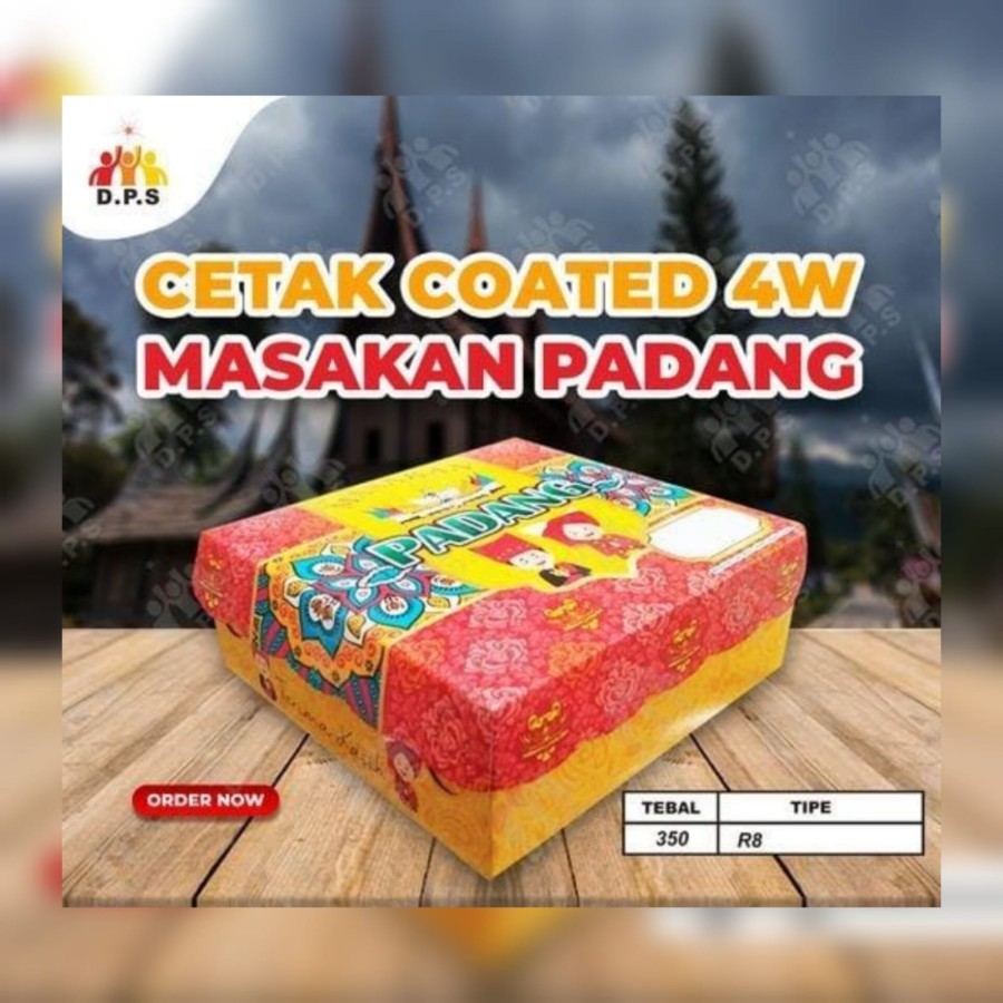 

Kardus Nasi padang R8 / wadah kemasan Dus motif masakan padang uk 18 x 18 eceran PER 10