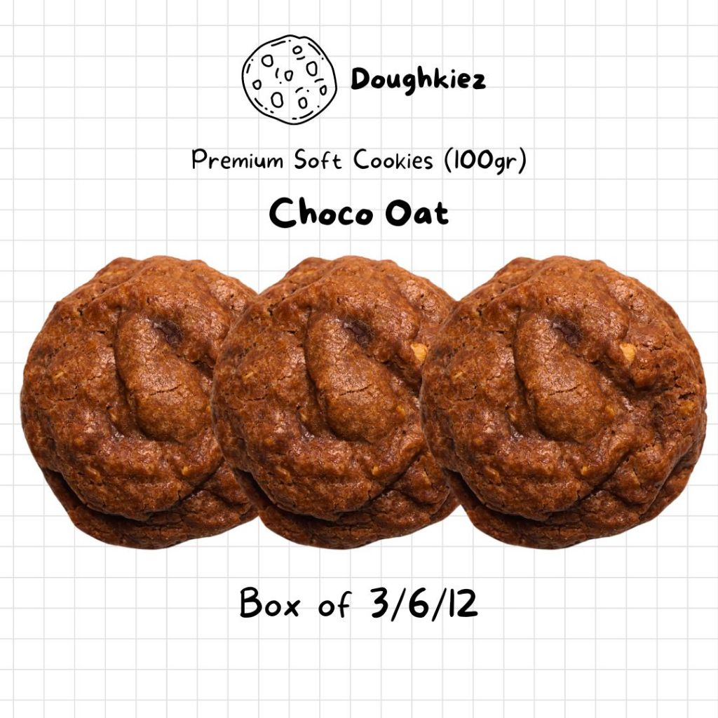 

Choco Oat Soft Cookies 100gr Premium - Box of 3/6/12 Doughkiez