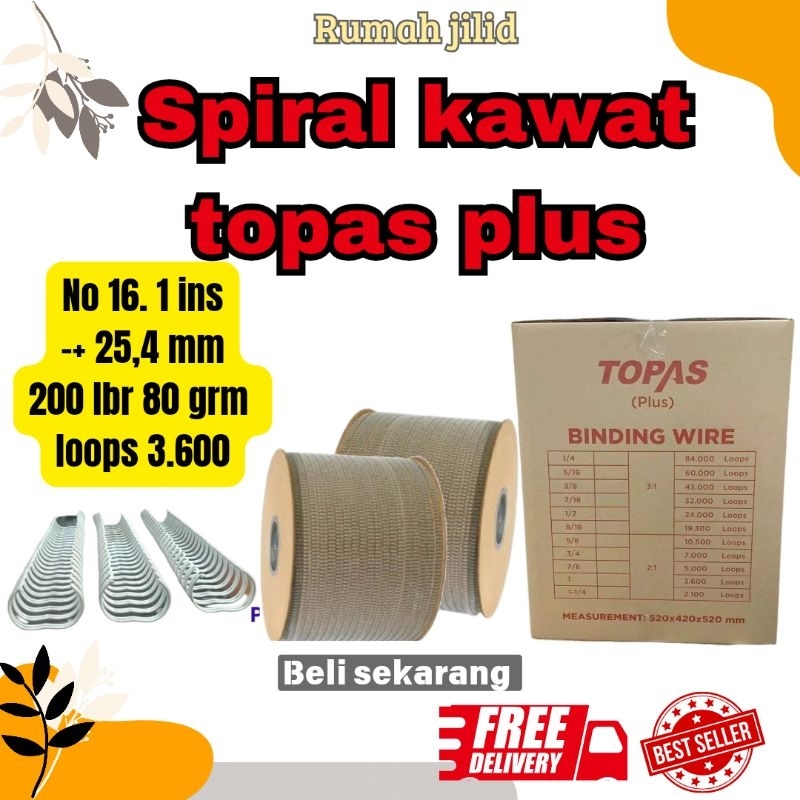

RING KAWAT TOPAS PLUS 1 INCH KAWAT SPIRAL NOMOR 16 PUTIH JILID SPIRAL