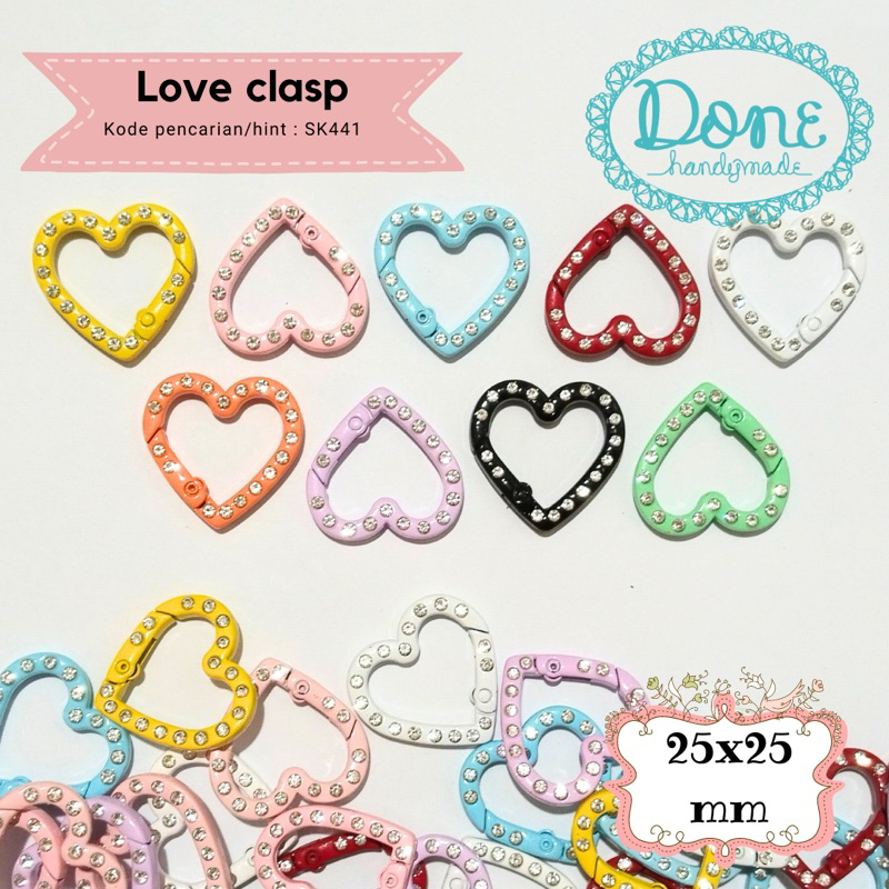 Done handymade keychain gantungan kunci ring keychain metal rakit clasp kokot udang enamel rhineston