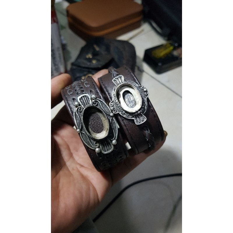 gelang perak kombinasi kulit