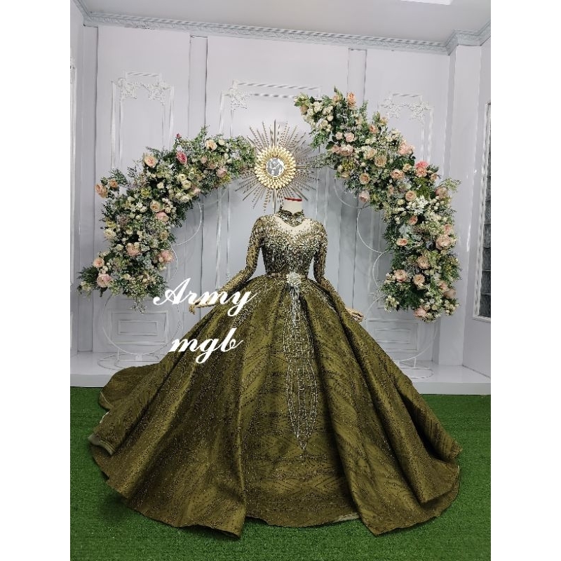 GAUN BARBIE WEDDING BEREKOR / BAJU PENGANTIN MODERN / GAUN MUSLIMAH PAYET/KEBAYA AKAD PENGANTIN