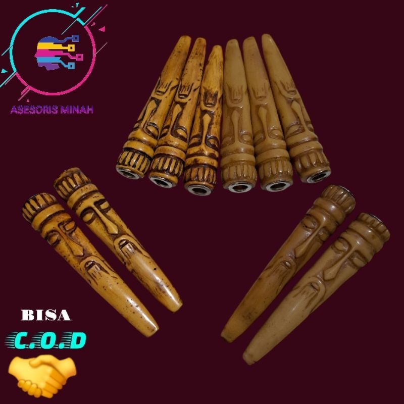 Pipa once model sri gading motig ukir+Sarung kulit asli ori11/12cm