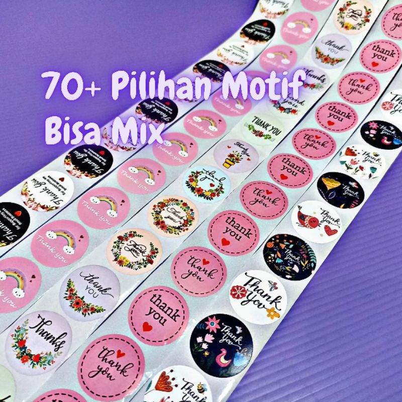 

100 pcs Sticker Stiker Thank You Terima Kasih Selamat Menikmati Karakter Lucu Aesthetic Label Segel