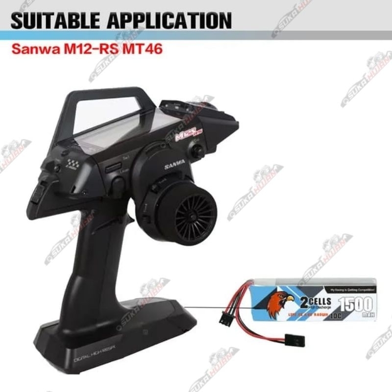 Coddar 2S 1500mah 6.4V 10C LiFe Sanwa M12-RS MT46 Transmitter Lipo Battery LiFe