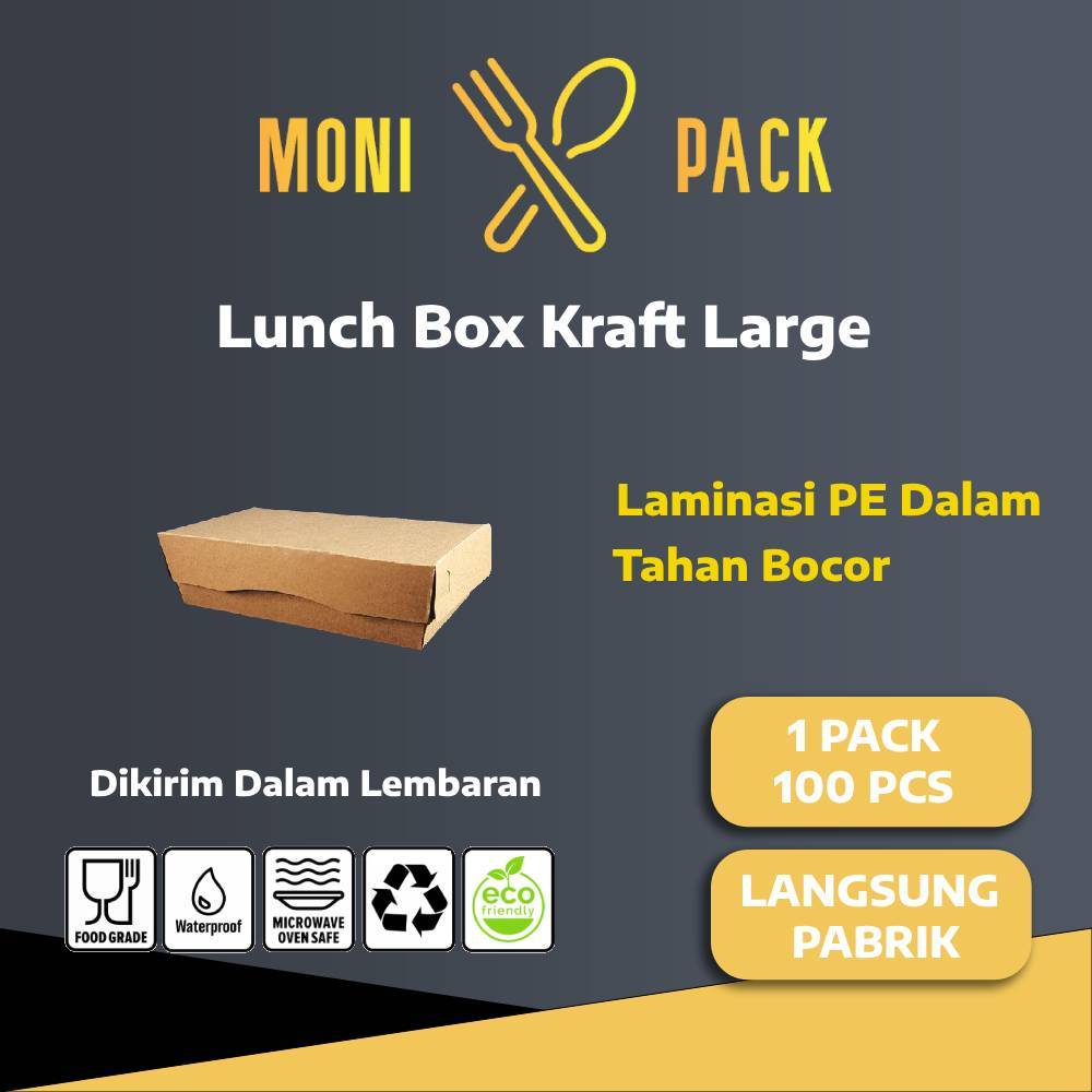 PAPER LUNCH BOX L BAHAN KRAFT/LUNCH BOX PAPER L COKLAT GROSIR