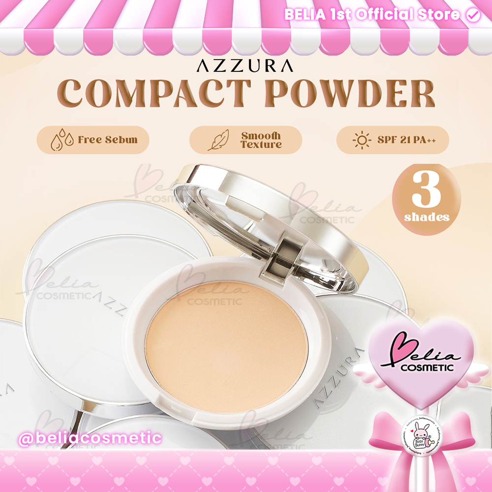 ❤ BELIA ❤ AZZURA Compact Powder | Fresh Look | SPF 21 PA++ | Amazonian Clay & HA | Bedak Padat