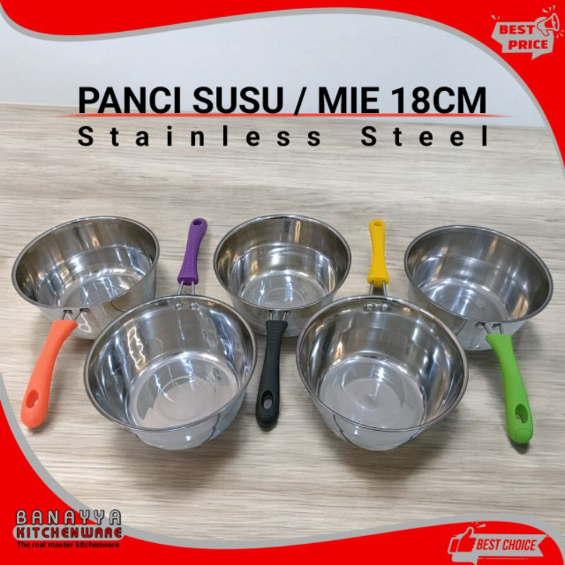 Panci susu milk pot stainless 18cm gagang warna panci susu tebal stainless susu milk pot