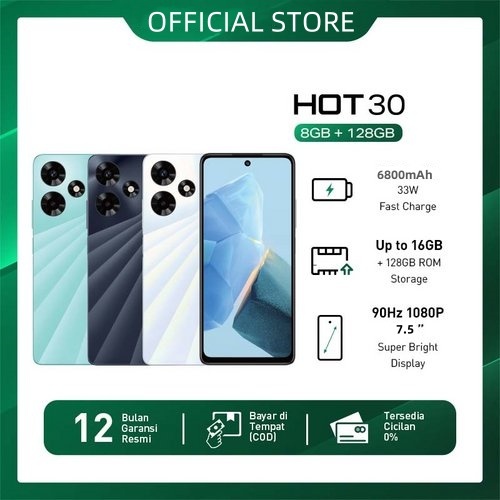 【Bisa COD】INFINIX HOT 30i NFC HP Murah Cuci Gudang RAM 12GB+512GB HD Screen Handphone Android AMOLED