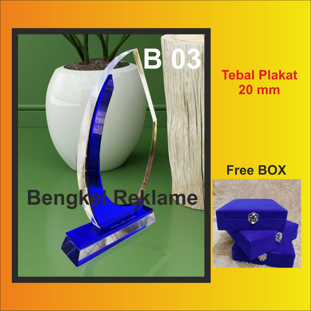 Plakat Bevel - Plakat Kristal Akrilik - Plakat Diamond - Plakat Tebal - Plakat Acrylic - Plakat Koso