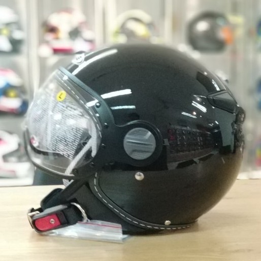 Zeus ZS210K BLACK GLOSSY RETRO SINGLE VISOR