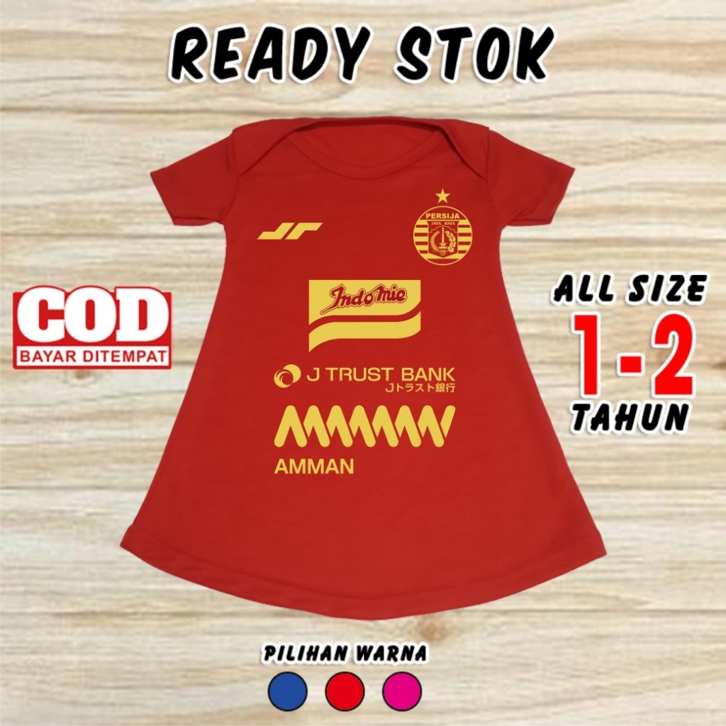 Dress Anak Perempuan Bola PERSIJA Pakaian Bayi Kado Baju Bola Anak Jersey Cewek 1 tahun - 2 tahun