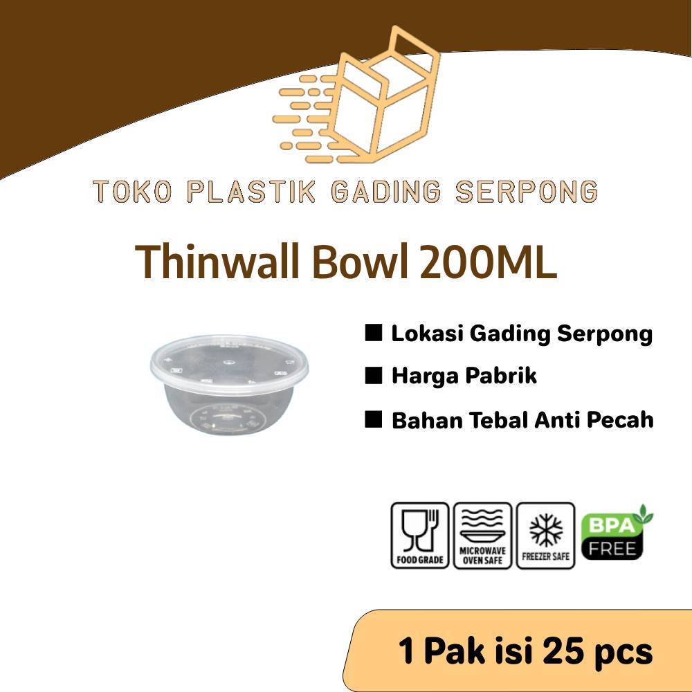 Mangkuk Bulat Datar Plastik Thinwall Bowl Round Semua Ukuran 200ml 300ml 400ml
