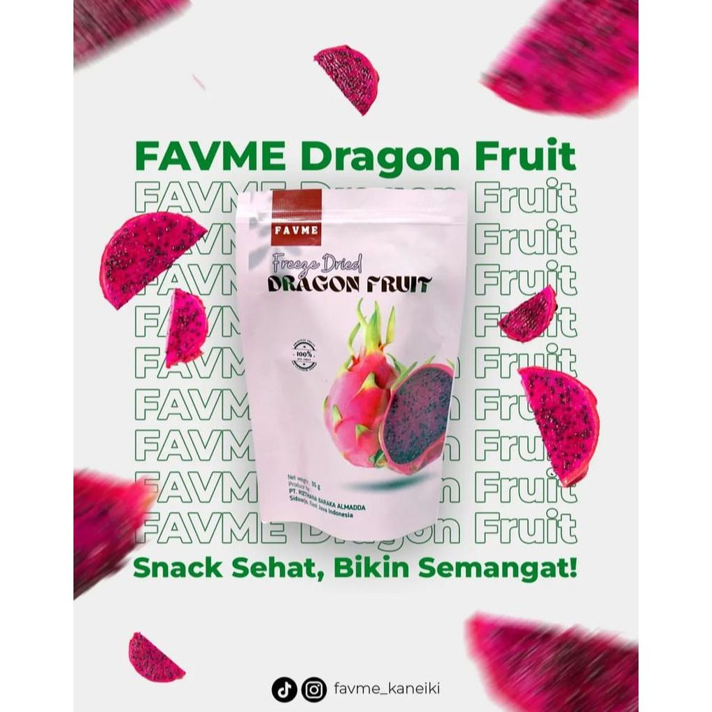 

Favme Freeze Dried Red Dragon Fruit - Snack Keripik Buah Naga Merah Kering