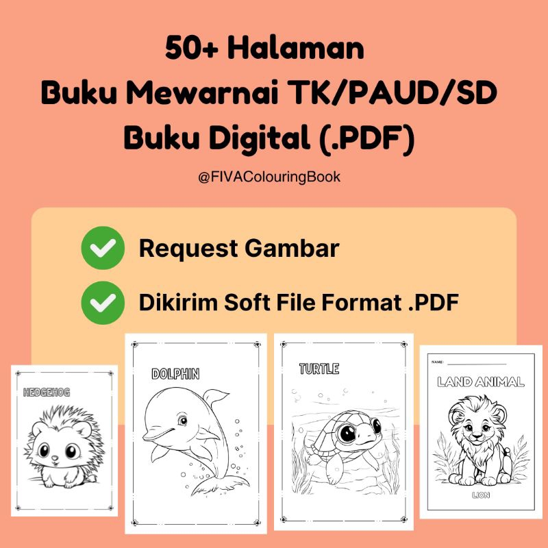 

50+ Pages e-book gambar mewarnai anak (PAUD/TK/SD) || REQUEST