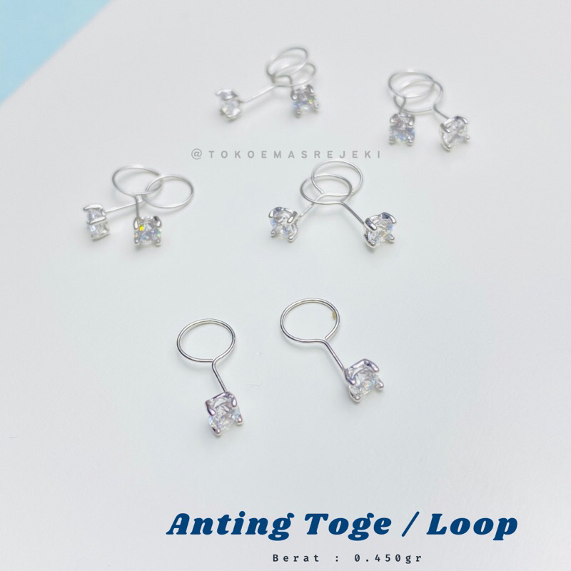 Anting Loop / Anting Toge Putih Solitaire Mata 1