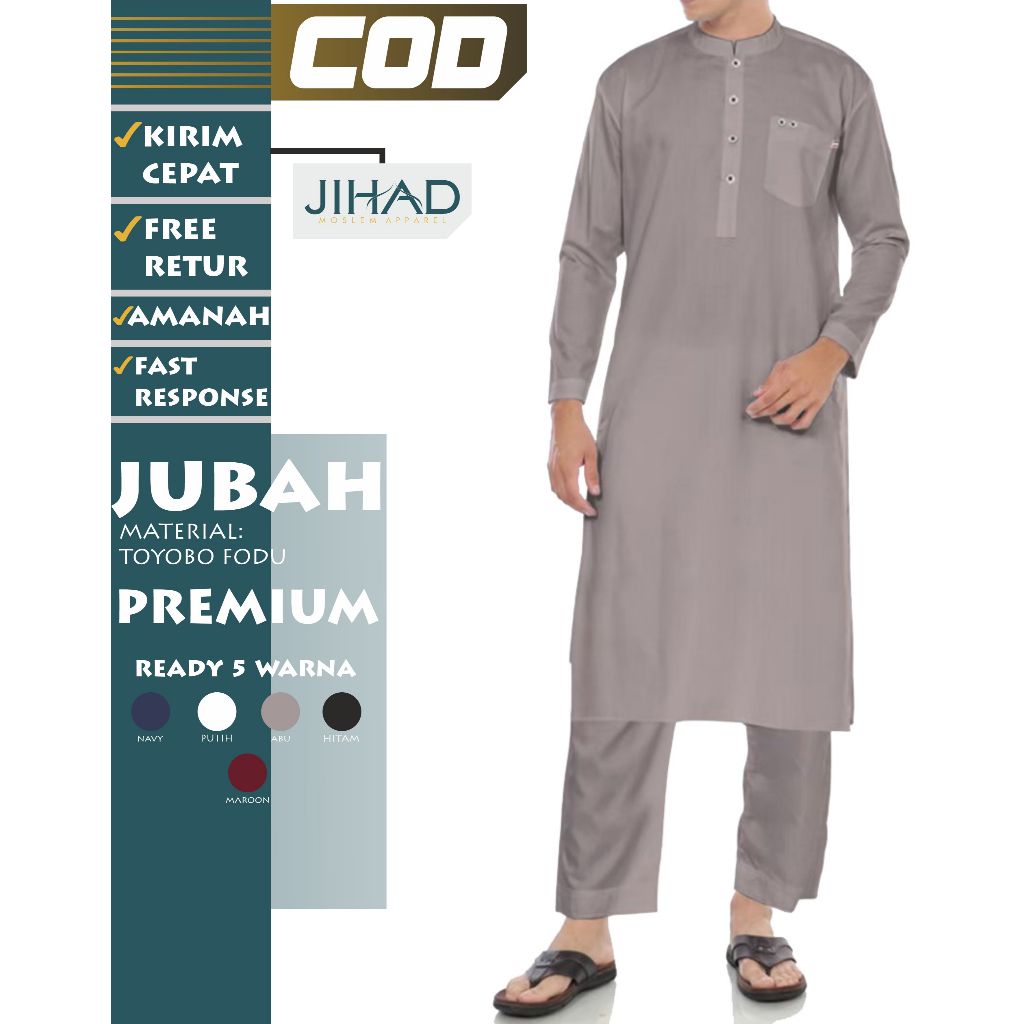Jubah Gamis Pria Dewasa Lengan Panjang Premium Setelan Cobana 008