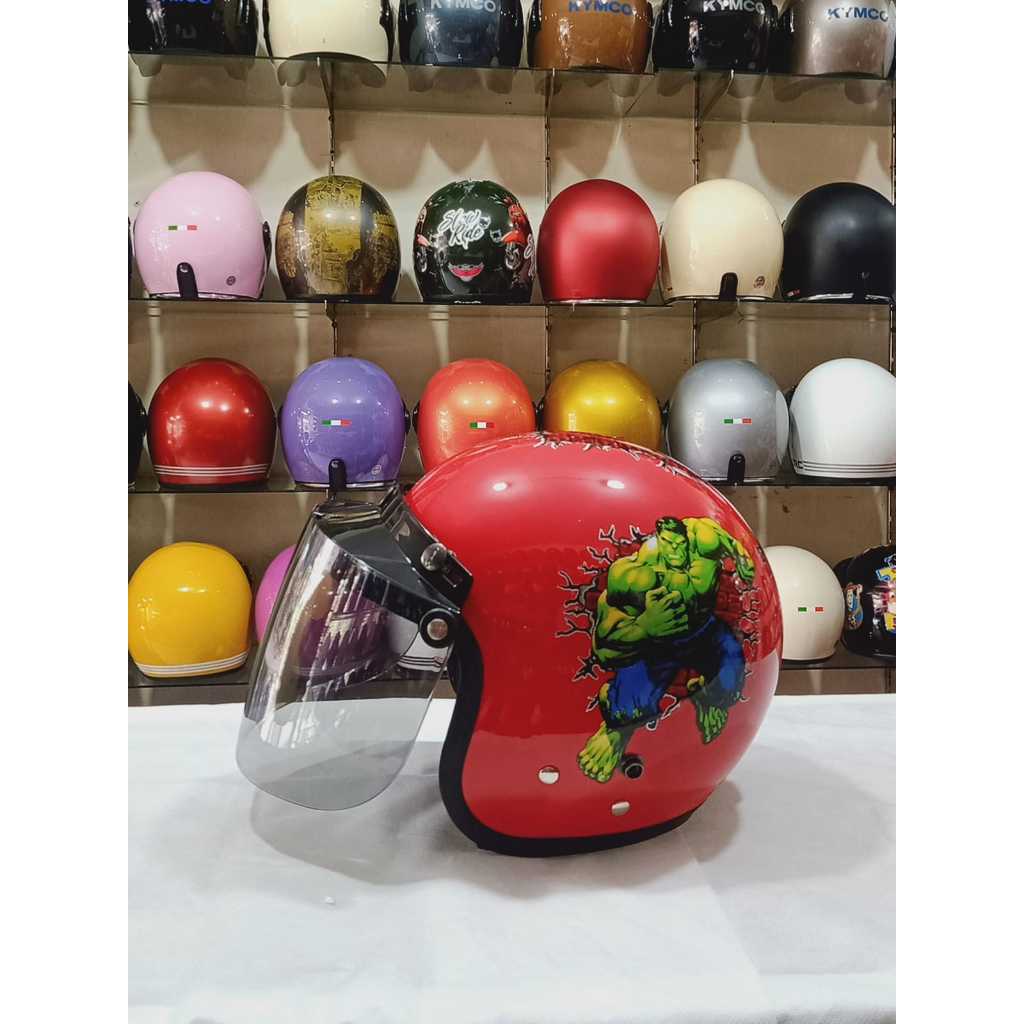 Carkidss Helm Bogo Anak Karakter Hulk Merah Glossy Standar Keamanan SNI COD Packing KardusBubbleWrap
