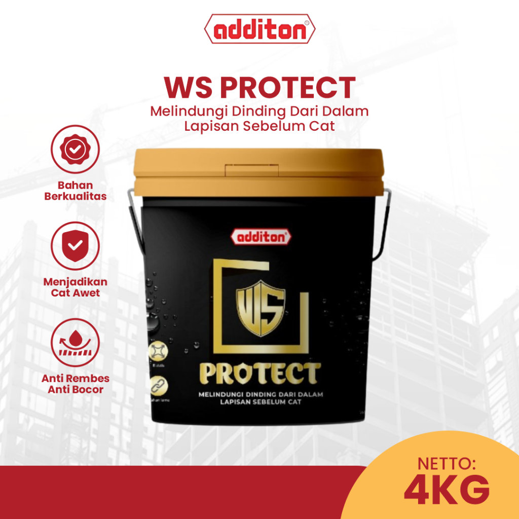Additon Cat Anti Bocor Dasar Sebelum Pengecatan WS Protect Ukuran 4Kg Solusi Dinding Rembes Bocor
